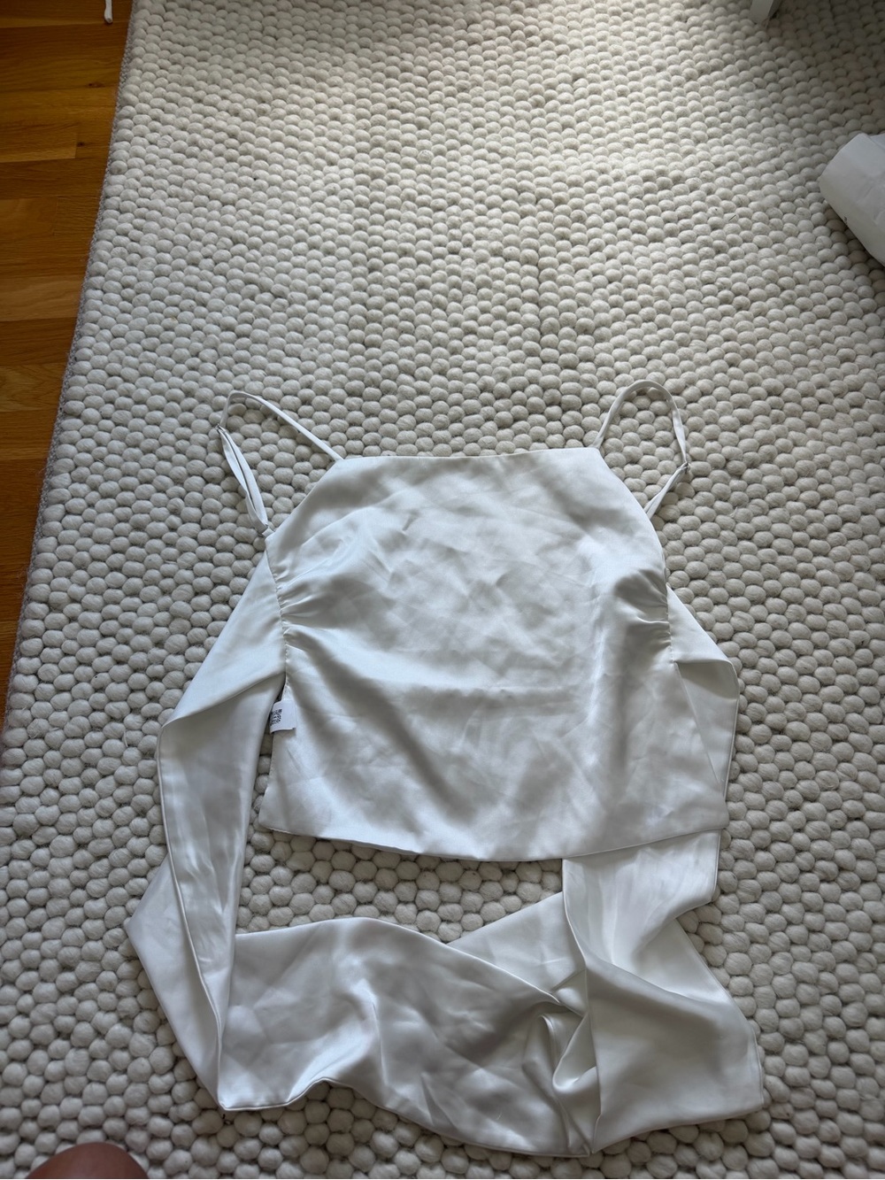 Zara Cream Satin Spaghetti Strap Crop Top